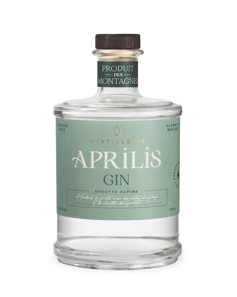Bouteille de Gin Aprilis de la Distillerie Aprilis, gin artisanal français.
