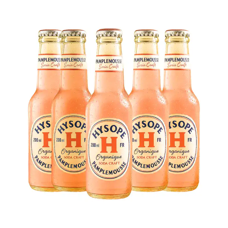 Cette image représente le pack de 6 de soda pamplemousse de la marque Hysope.