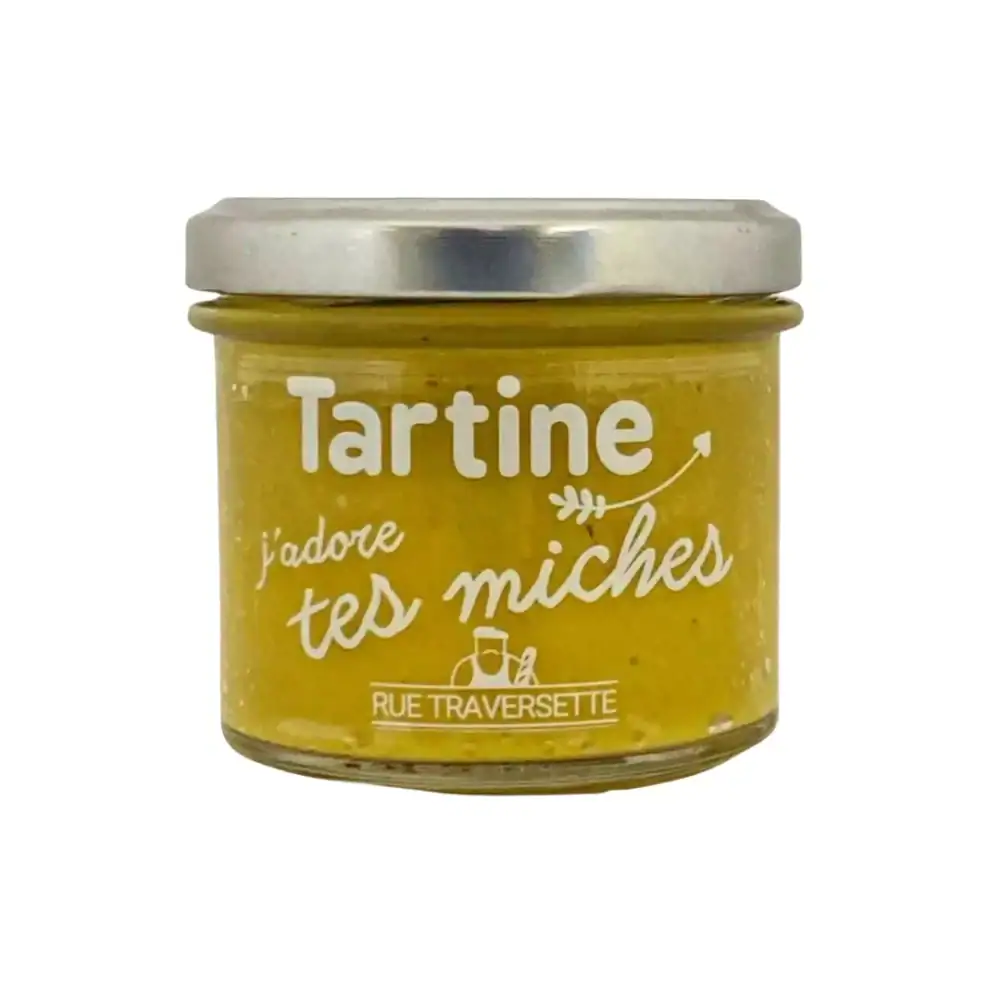 Photo du tartinable apéro "J'adore tes miches" de Rue Traversette, texture onctueuse et couleurs gourmandes, idéal pour l'apéritif.