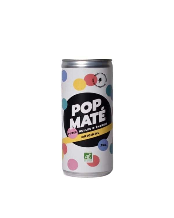 Canette blanche de mate boisson pétillante de la marque Pop Maté.