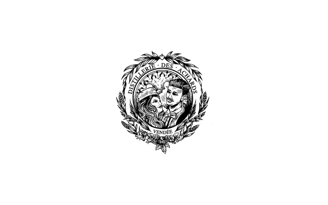 Logo de la distillerie des achards en Vendée sur fond blanc.