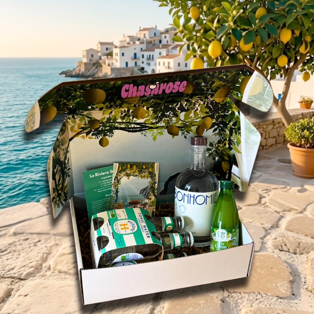 Box cocktail basil smash gin La Riviera Smash - kit gin français, tonic concombre et citron vert
